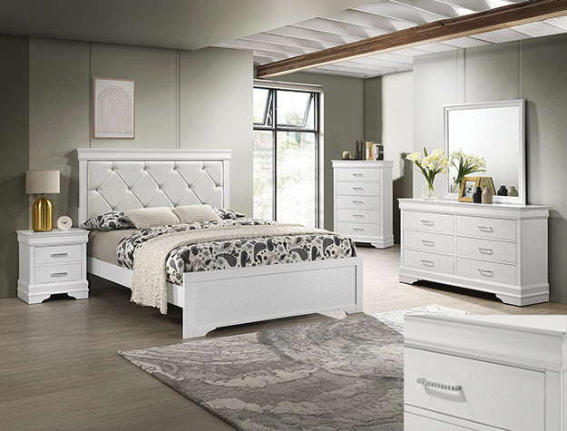 B6912 4 pc A & j designs studio amalia white wood finish wood queen bedroom set
