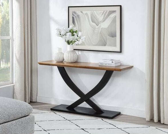Best Master DP105 Verta 57" wide natural / espresso finish wood sofa entry console table