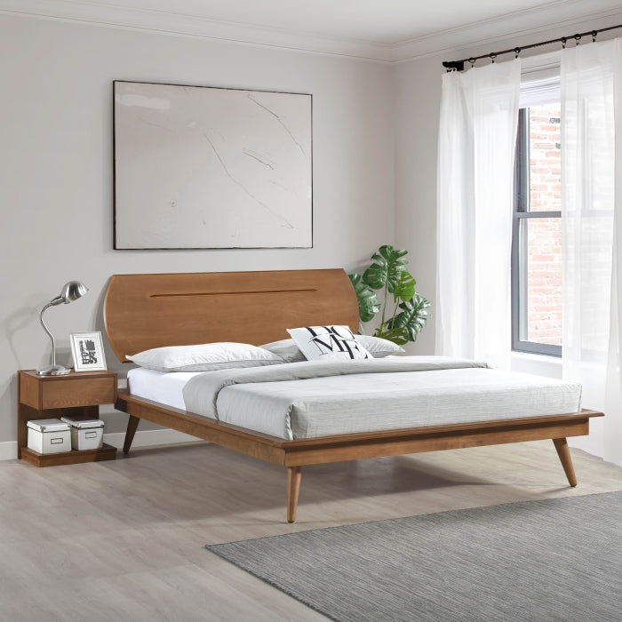 HM2197BR-1 Ebern designs greiner wire brush brown finish wood queen size platform bed frame