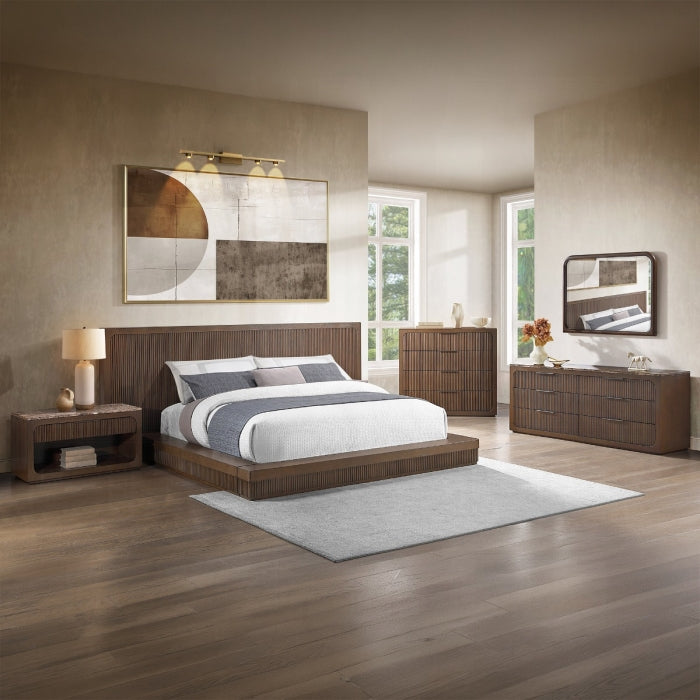 Leanna Brown Oak Ribbed Queen 4-Piece Bedroom Set – BD06812Q-4PC
