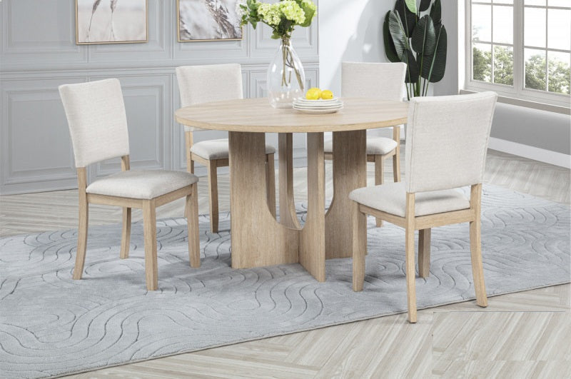 Best master CD050-5PC 5 pc Emmett 47" round light oak finish wood dining table set