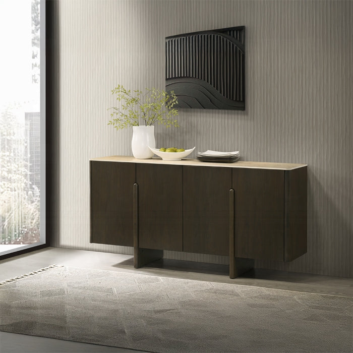 Acme DN04498  Davita walnut finish wood ceramic stone top dining buffet server sideboard cabinet