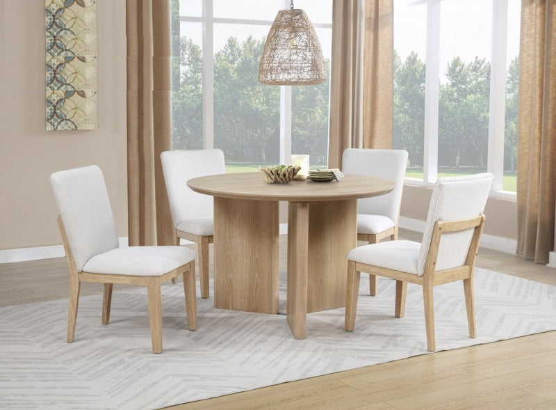 Best master DT254-5PC 5 pc Emmery 46" round light oak finish wood dining table set