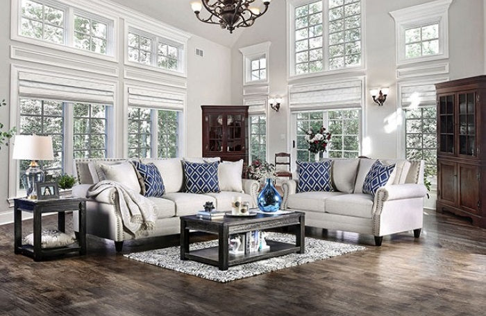 SM2672 2 pc Giovanni beige linen like fabric sofa and love seat set nail head trim. ***Labor Day Sale Going On Now***Discounted Price When You Add To Cart up to 35% off. Click Acima Leasing Easy Lease and Application Process at ambfurniture.com