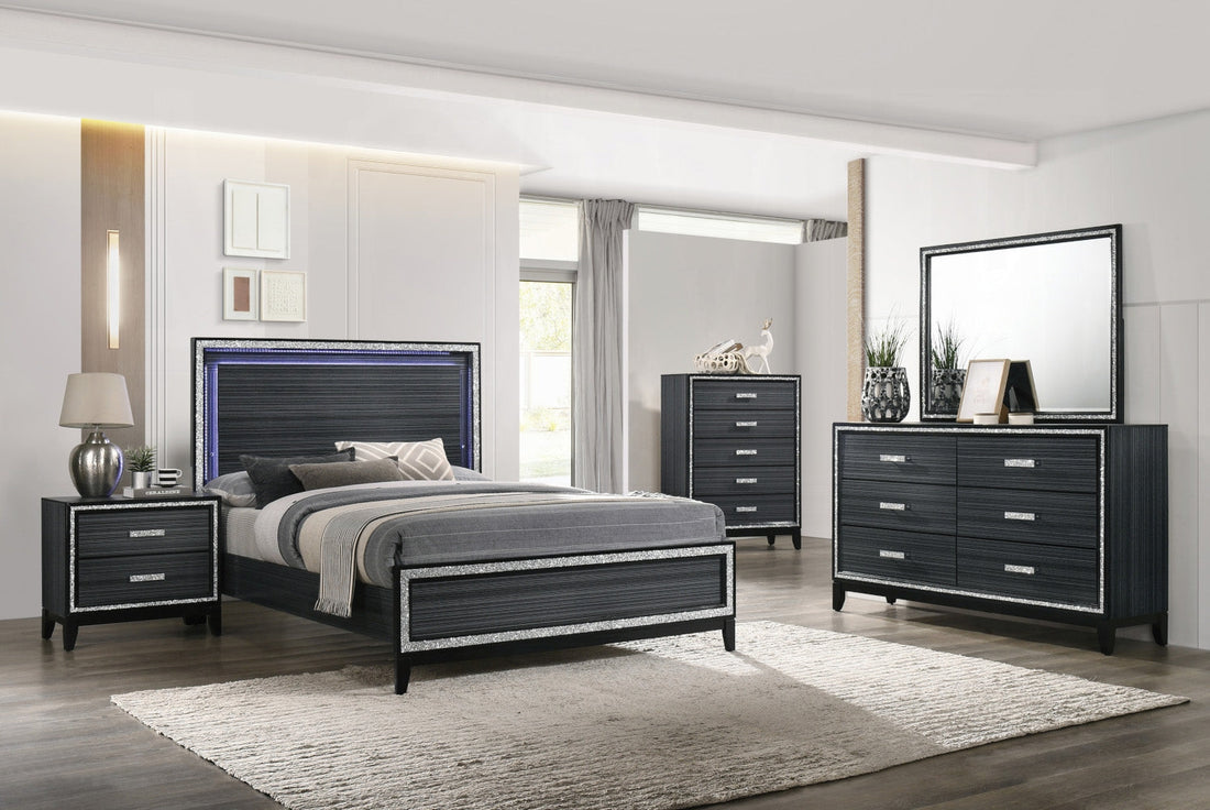 ***Early Black Friday Sale Going On Now***Acme 28430Q 4 pc Orren ellis Achyuth haiden weathered black finish wood queen bedroom set