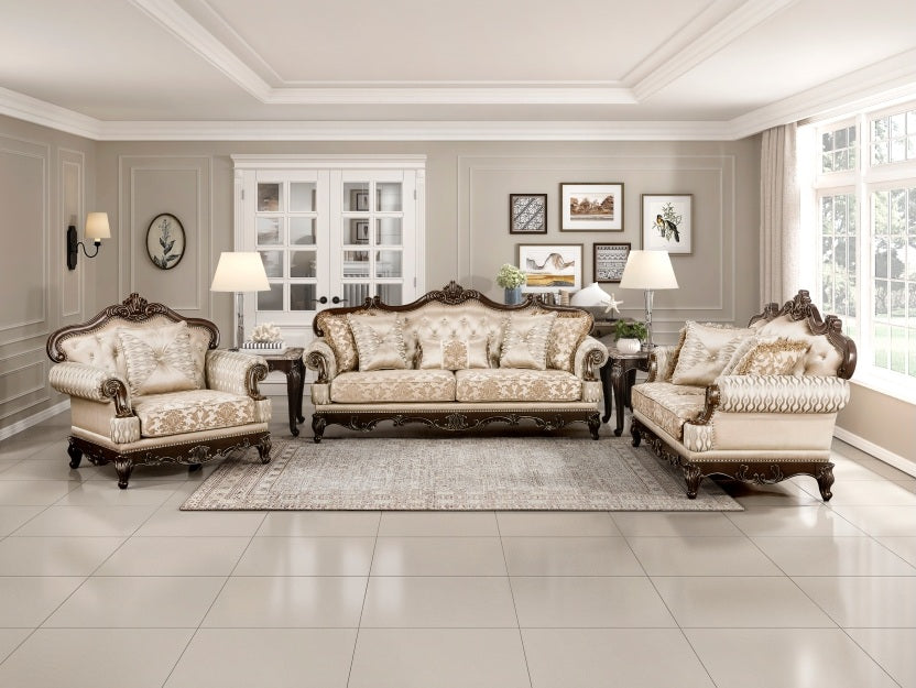 Homelegance 8570-SL 2 pc Balthasar two tone chenille and faux silk fabric traditional sofa and love seat set with wood trim