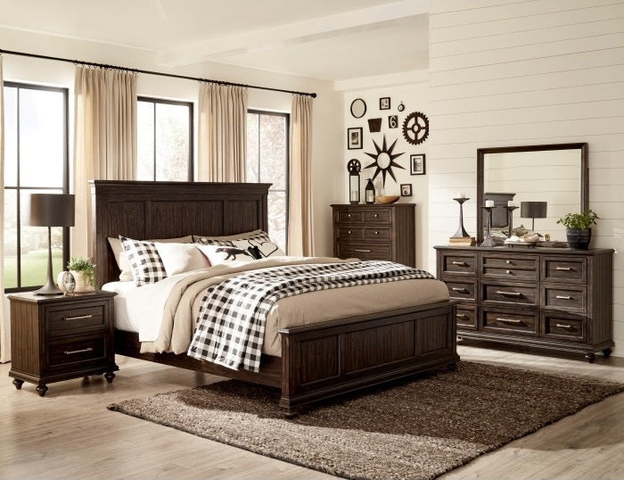 Homelegance 1689-4PC 4 pc Astoria grand Cardano driftwood charcoal finish wood queen bedroom set