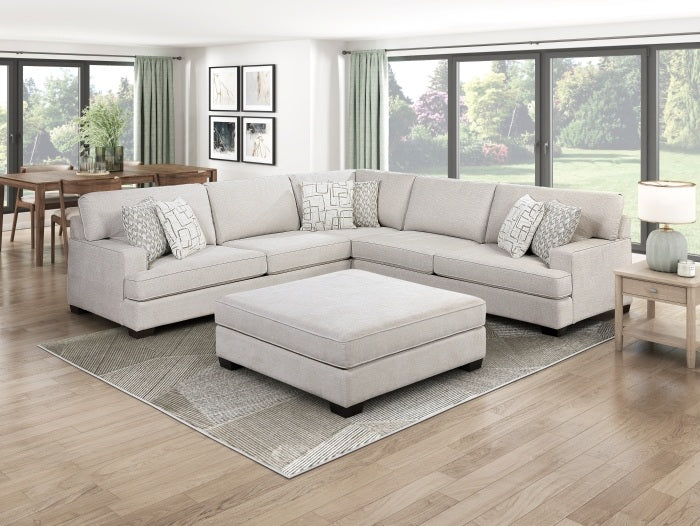 ***Early Black Friday Sale Going On Now***Homelegance 8435BE-42L2R 4 pc Beau beige chenille fabric upholstered 131" x 131" sectional sofa with large ottoman
