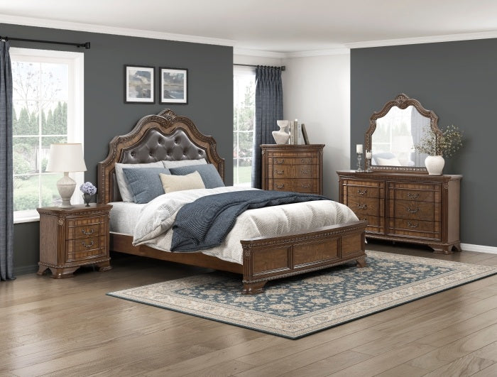 ***Early Black Friday Sale Going On Now***Homelegance 2392-4PC 4 pc Bridgepoint deep dark brown finish wood carved accents upholstered headboard bedroom set