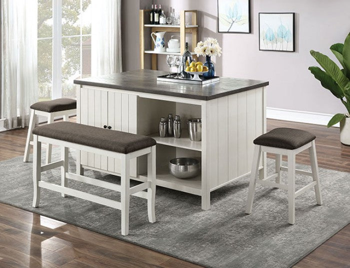 ***Early Black Friday Sale Going On Now***CM3498PT-4PC 4 pc Canora grey grena heidelberg off white dark grey finish wood kitchen island counter height dining table set on sale at ambfurniture.com