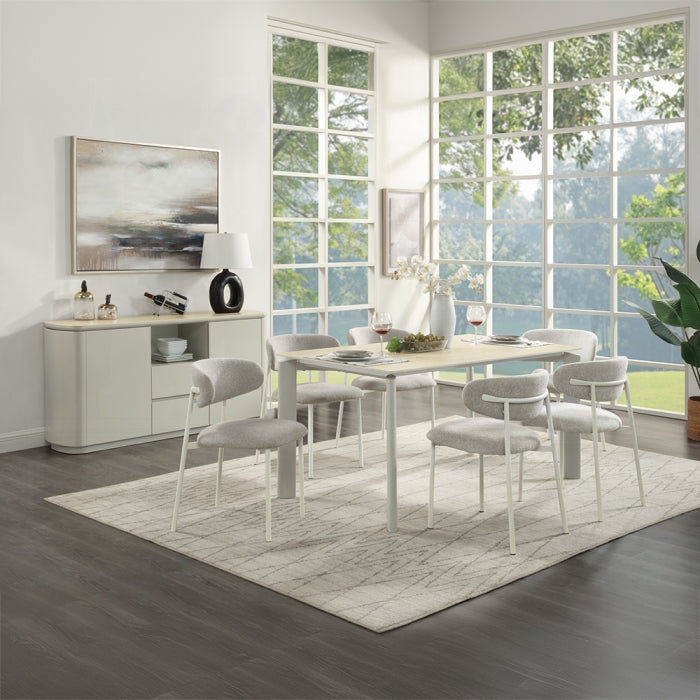 Acme DN03105-7PC 7 pc Ingram light grey finish wood sintered stone top dining table set. ***Fall Sale Going On Now***Discounted Price When You Add To Cart up to 35% off. Click Acima Leasing Easy Lease and Application Process at ambfurniture.com