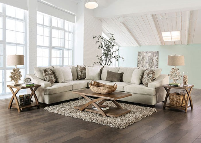 SM5416 2 pc Mornington ivory fabric sectional sofa with sloped track arms. ***Labor Day Sale Going On Now***Discounted Price When You Add To Cart up to 35% off. Click Acima Leasing Easy Lease and Application Process at ambfurniture.com