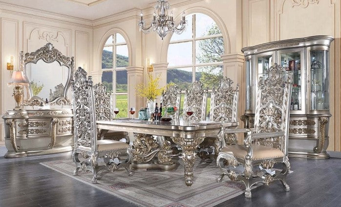 Acme DN01197-7PC 7 pc Astoria grand Danae champagne finish wood 18th century french inspired baroque ornate dining table set on sale at ambfurniture.com