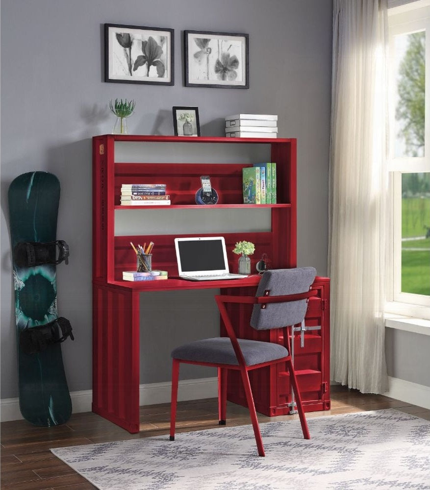 ***New Years Sale Event Going On Now***Acme 37917 2 pc Williston Forge cargo container style red finish metal kids student desk and hutch set on sale at ambfurniture.com