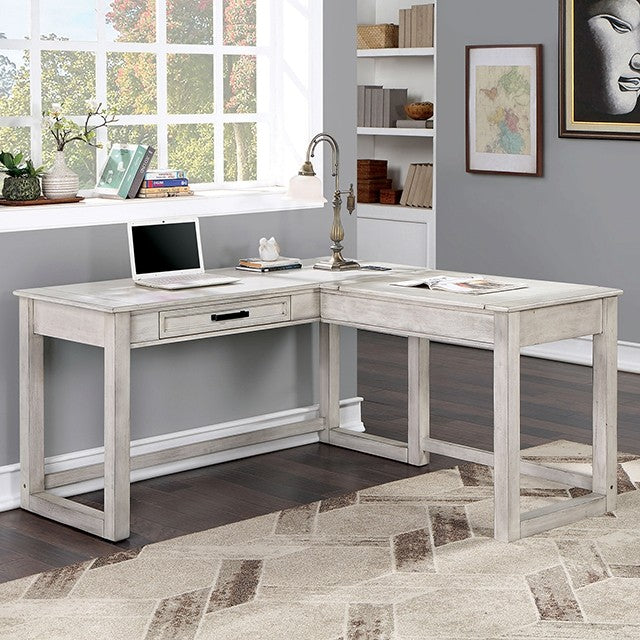 ***Early Black Friday Sale Going On Now***CM-DK418WH Galarga antique white wood finish corner desk with drawer and lift top work surface on sale at ambfurniture.com