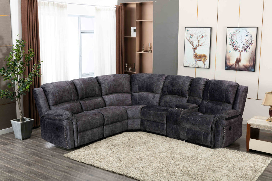 8019-GRY 3 pc Latitude run herald grey fabric power motion sectional sofa with consoles and USB power plugs on sale at ambfurniture.com