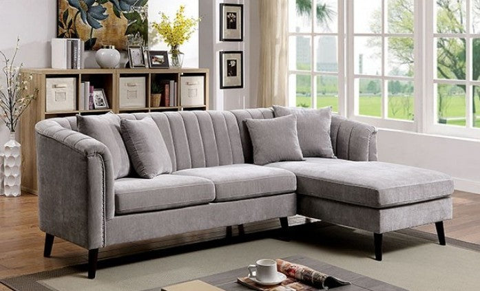 CM6947 2 pc Red barrel studio stansted goodwick gray chenille mid century modern sectional sofa with chaise