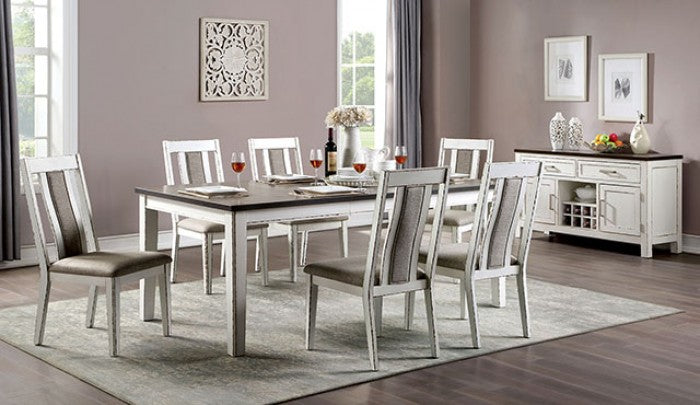 ***Early Black Friday Sale Going On Now***CM3142T-7PC 7 pc halsey country style two tone dark walnut weathered white finish wood dining table set on sale at ambfurniture.com