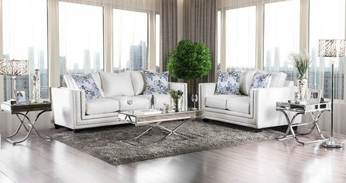 ***Early Black Friday Sale Going On Now***SM2675 2 pc Ilse off white chenille fabric sofa and love seat set track arms