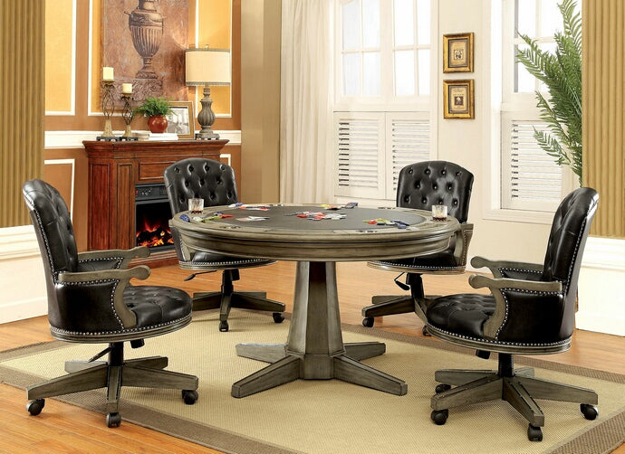 CM-GM357T 5 pc Williams import Co. yelena gray finish wood round poker game / dining table set. ***Fall Sale Going On Now***Discounted Price When You Add To Cart up to 35% off. Click Acima Leasing Easy Lease and Application Process at ambfurniture.com