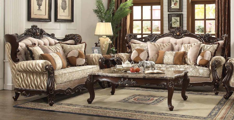***Christmas Sale Going On Now***Acme 51050-51 2 pc Astoria grand camren shalisa walnut finish wood fabric sofa and love seat set on sale at ambfurniture.com