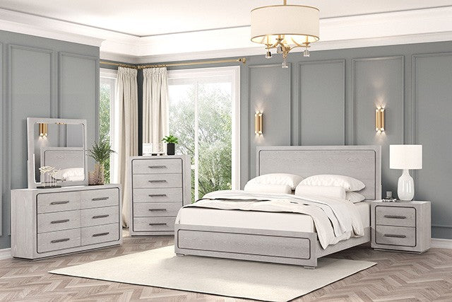 FM70100AK-4PC 4 pc Crowthorne white oak finish wood panel headboard queen bed set. ***Labor Day Sale Going On Now***Discounted Price When You Add To Cart up to 35% off. Click Acima Leasing Easy Lease and Application Process at ambfurniture.com