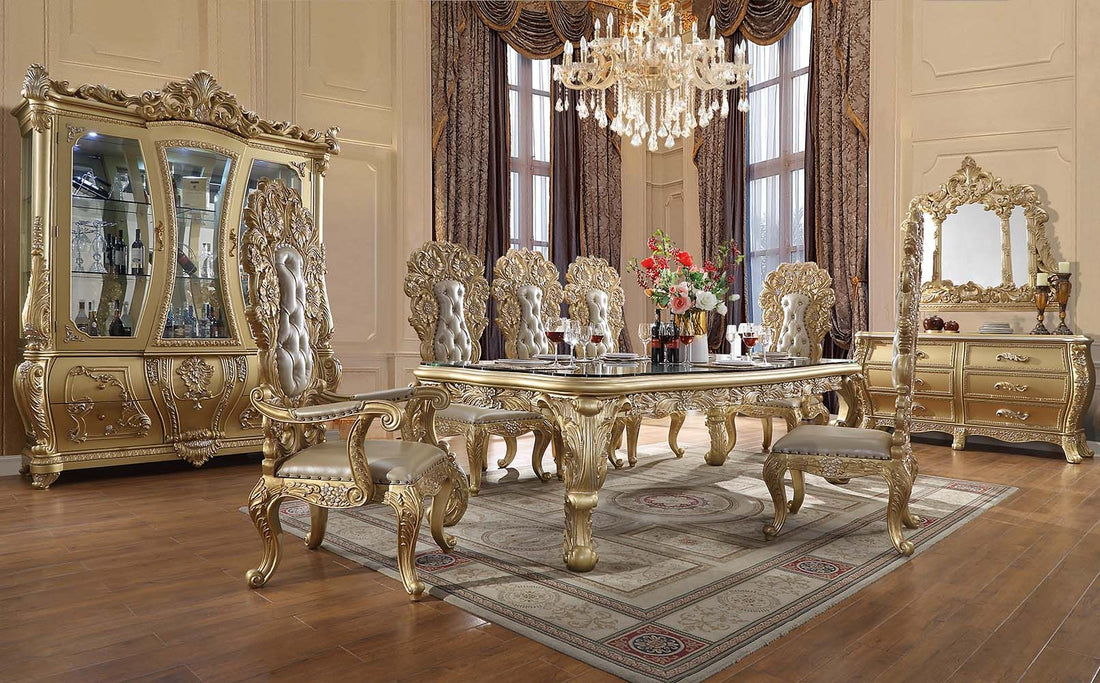 ***New Years Sale Event Going On Now***Acme DN01482-7PC 7 pc Astoria grand Cabriole gold finish wood 18th century french inspired baroque ornate dining table set on sale at ambfurniture.com
