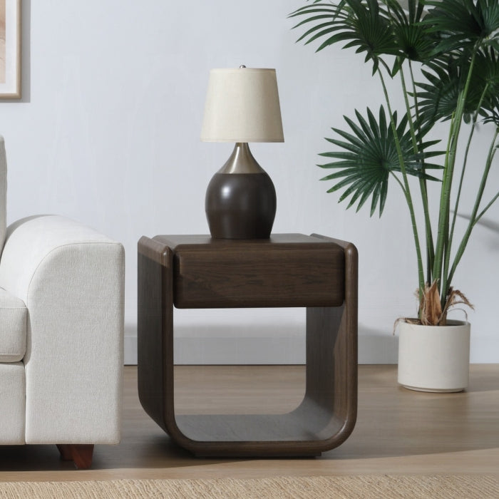 Lanza Dark Walnut Mid-Century Modern End Table with Drawer – LV05334