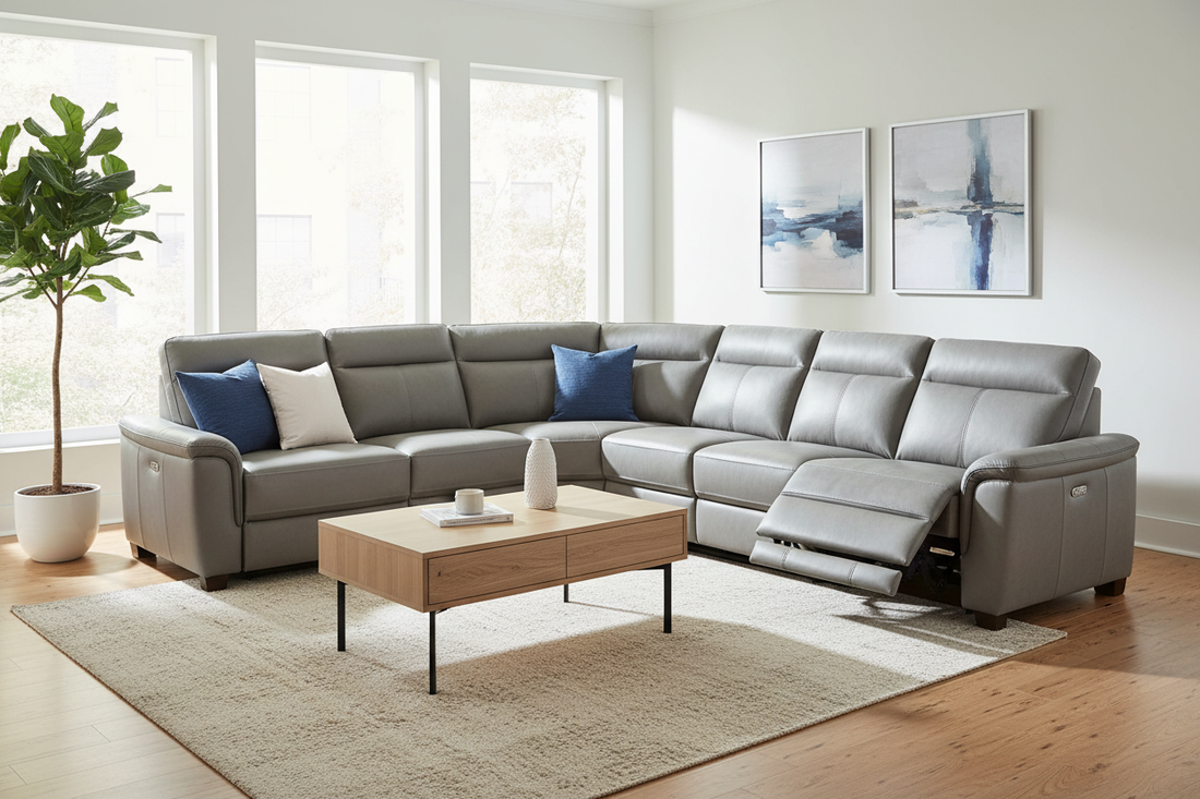 Modern living room featuring a stylish reclining sofa set for comfortable and contemporary home decor ideas