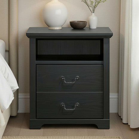 Amble Rustic Black 2-Drawer Nightstand – SL7200BK-N
