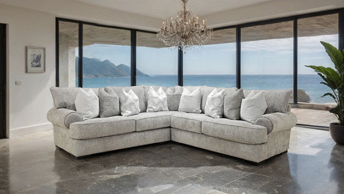 SM6094-SECT 3 pc Nerone grey fabric sectional sofa with large rounded arms