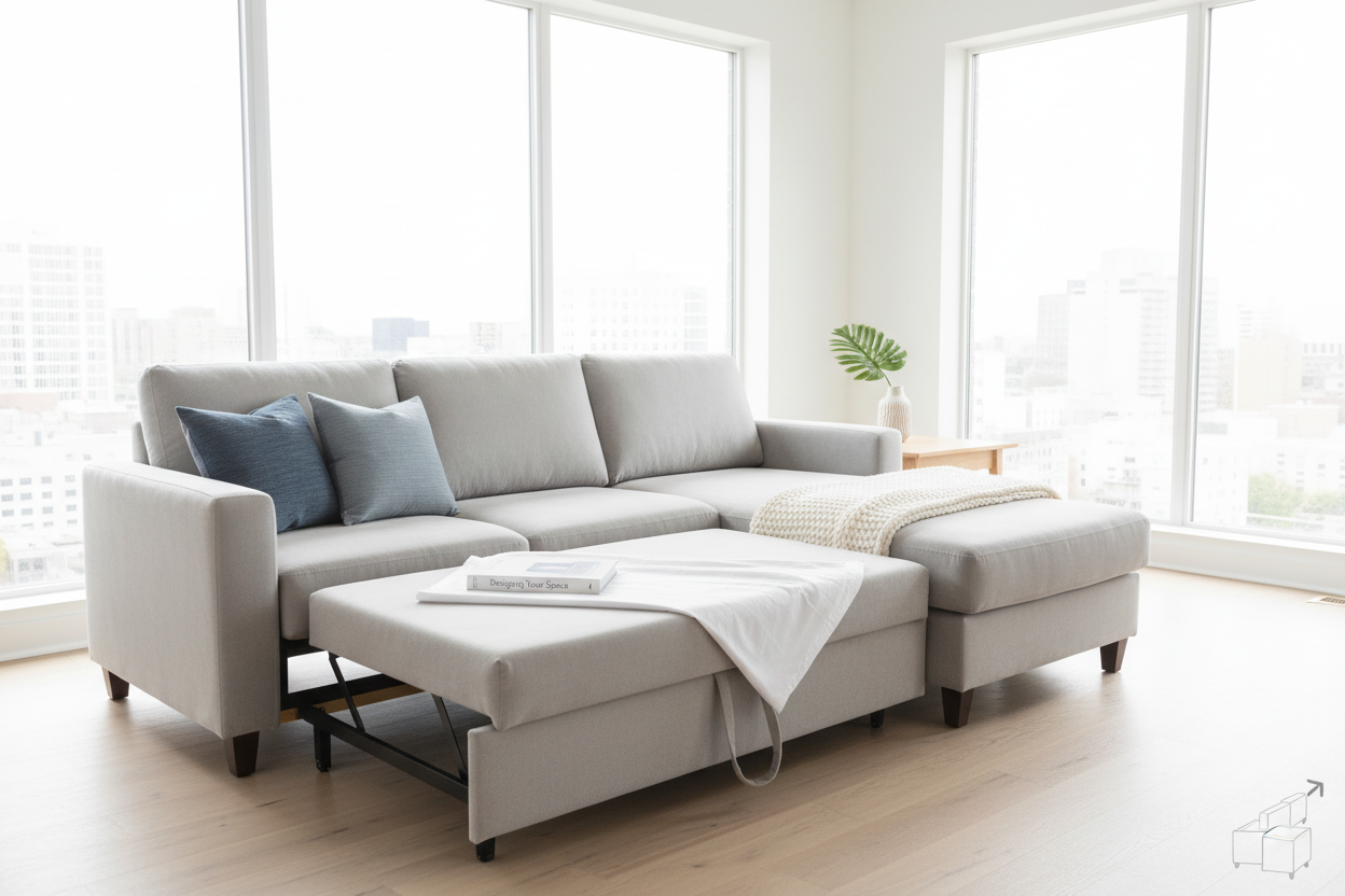 Modern living room featuring a reversible sleeper sectional buying guide for versatile home decor solutions