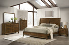 00-B0182-4PC 4 pc Ballard walnut finish wood classic style sloped back sleigh headboard queen bed set