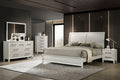 00-B0182W-4PC 4 pc Ballard white finish wood classic style sloped back sleigh headboard queen bed set