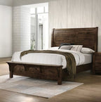 Blue Ridge Rustic Brown Grey Finish Wood 4-Piece Classic Sleigh Headboard Queen Bedroom Set – 00-1334-4PC