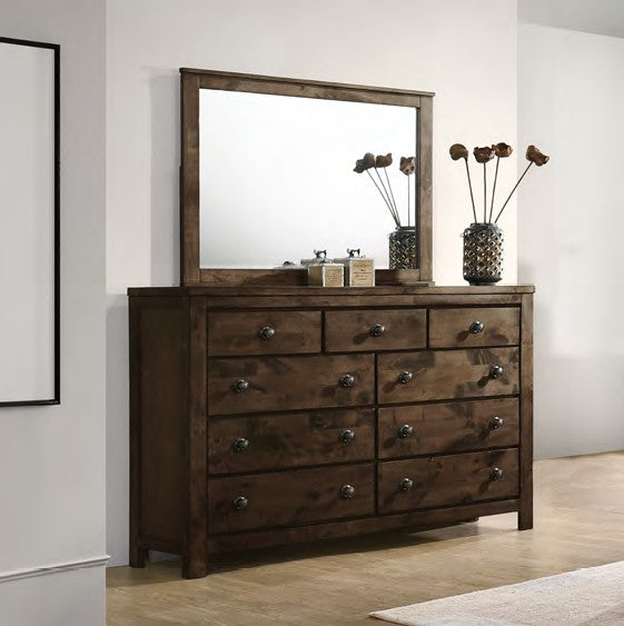 Blue Ridge Rustic Brown Grey Finish Wood 4-Piece Classic Sleigh Headboard Queen Bedroom Set – 00-1334-4PC