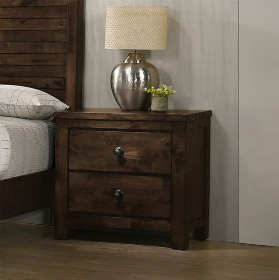 Blue Ridge Rustic Brown Grey Finish Wood 4-Piece Classic Sleigh Headboard Queen Bedroom Set – 00-1334-4PC