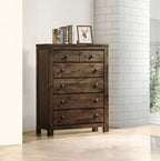 Blue Ridge Rustic Brown Grey Finish Wood 4-Piece Classic Sleigh Headboard Queen Bedroom Set – 00-1334-4PC