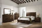 Blue Ridge Rustic Brown Grey Finish Wood 4-Piece Classic Sleigh Headboard Queen Bedroom Set – 00-1334-4PC