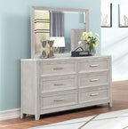 00-2442-4PC 4 pc Fiona light grey finish wood fabric upholstered headboard queen bed set footboard drawers