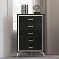 00-3365-C Huxley black finish wood tall chest of drawers silver accents