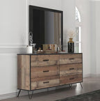 00-5533-4PC 4 pc Elk river reclaimed natural finish wood farmhouse style metal legs queen bed set