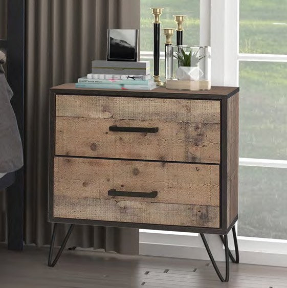 00-5533-4PC 4 pc Elk river reclaimed natural finish wood farmhouse style metal legs queen bed set