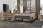 00-5533-4PC 4 pc Elk river reclaimed natural finish wood farmhouse style metal legs queen bed set