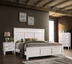 00-677W-4PC 4 pc Andover white finish wood modern rustic style paneled headboard queen bed set