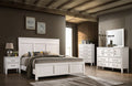 00-677W-4PC 4 pc Andover white finish wood modern rustic style paneled headboard queen bed set