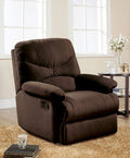 Acme 00635 Arcadia chocolate microfiber fabric glider recliner chair with overstuffed seats and arms