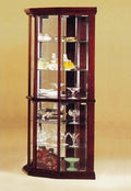 Acme 02347 Huxley cherry finish wood corner glass door curio cabinet 16" W x 71" H