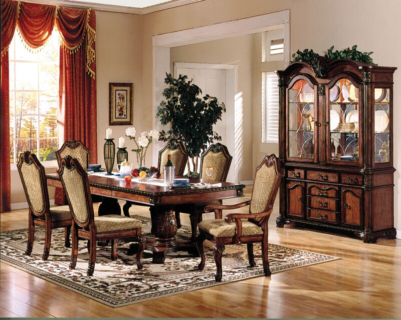 Acme 04075-77 7 pc Astoria grand ainzlee chateau de ville cherry finish wood double pedestal dining table set