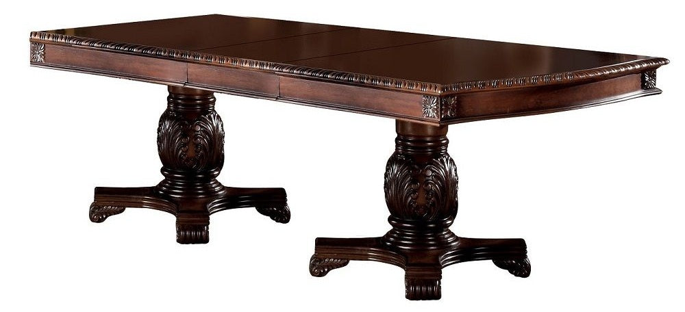 Acme 04075-10038 7 pc Astoria grand liam chateau de ville cherry finish wood double pedestal dining table set